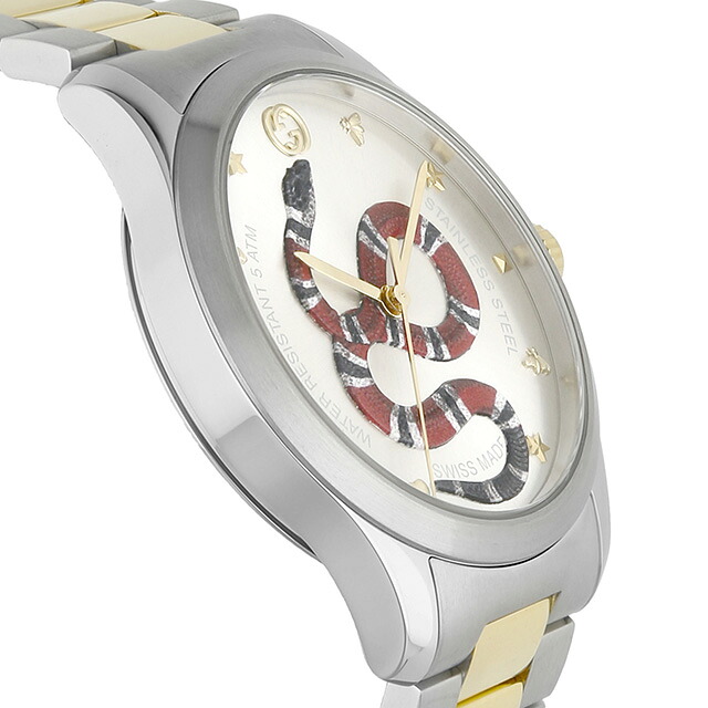グッチ ジータイムレス クォーツ 電池式 腕時計 ブランド メンズ 蛇 GUCCI YA1264075 シルバー ゴールド スイス製 高級 おしゃれ 防水 プレゼント 男性 実用的