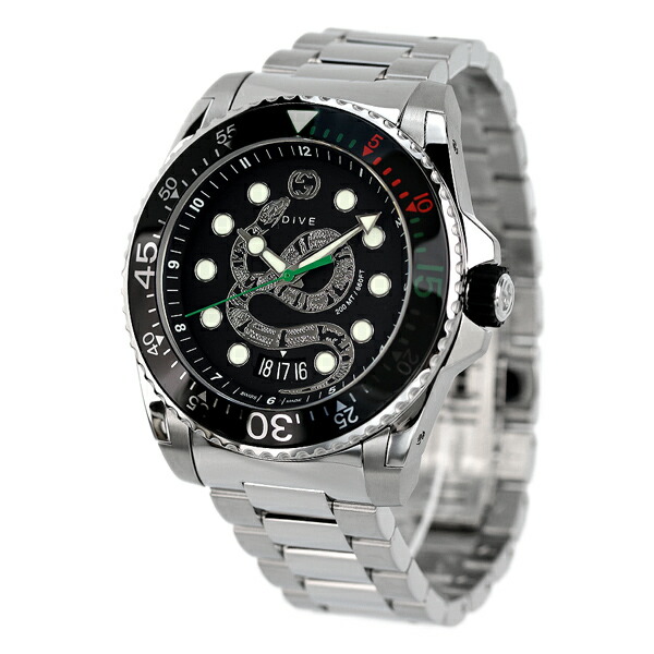 グッチ ダイヴ 45mm スネーク 蛇 腕時計 メンズ YA136218 GUCCI ブラック 高級 ブランド おしゃれ 防水 プレゼント 男性 実用的