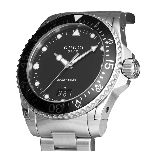 グッチ DIVE クォーツ 電池式 腕時計 メンズ GUCCI YA136301B アナログ ブラック 黒 スイス製 高級 ブランド おしゃれ 防水 プレゼント 男性 実用的