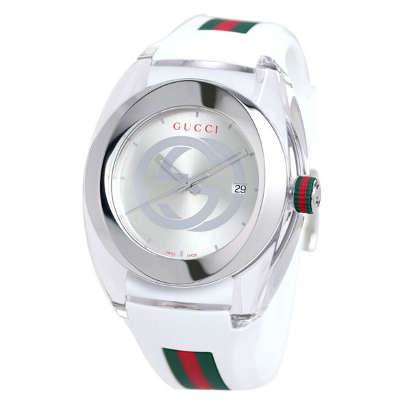 グッチ 時計 スイス製 メンズ 腕時計 YA137102A GUCCI シンク 46mm シルバー ホワイト 高級 ブランド おしゃれ 防水 プレゼント 男性 実用的