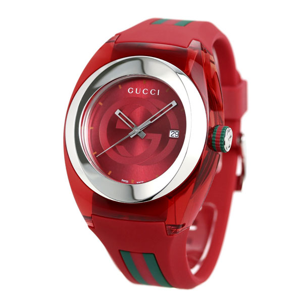 グッチ 時計 スイス製 メンズ 腕時計 YA137103A GUCCI シンク 46mm レッド 高級 ブランド おしゃれ 防水 プレゼント 男性 実用的