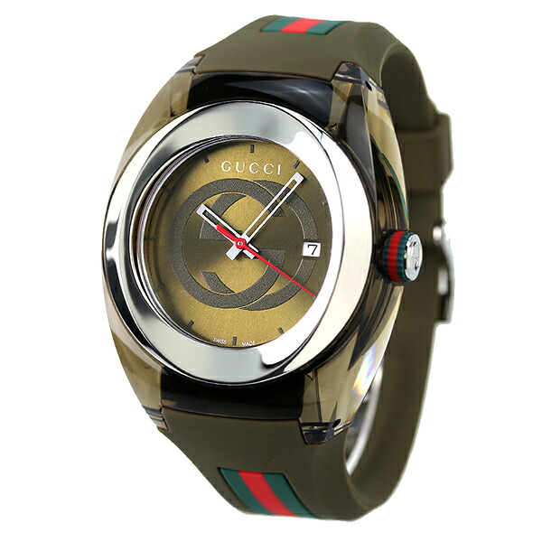 グッチ 時計 シンク 46mm クオーツ メンズ 腕時計 YA137106 GUCCI カーキ 高級 ブランド おしゃれ 防水 プレゼント 男性 実用的