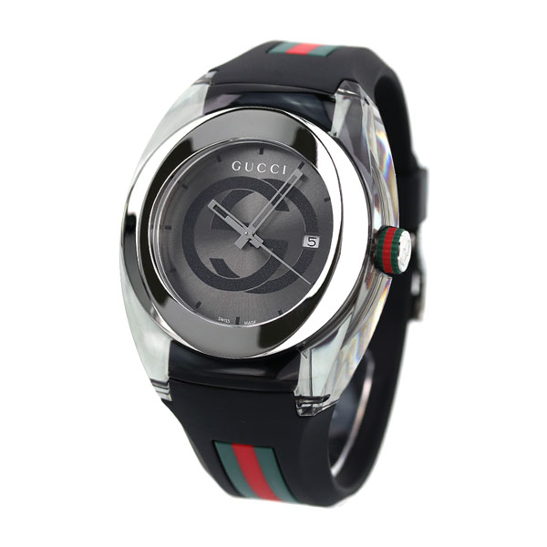 グッチ 時計 シンク 46mm クオーツ メンズ 腕時計 YA137116 GUCCI グレーシルバー ブラック 高級 ブランド おしゃれ 防水 プレゼント 男性 実用的