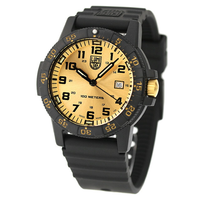 ルミノックス LEATHERBACK SEA TURTLE GIANT 0320 SERIES 腕時計 メンズ LUMINOX 0325.GP アナログ ゴールド ブラック 黒 スイス製 ブランド おしゃれ 防水 文字盤 大きい プレゼント 男性 実用的
