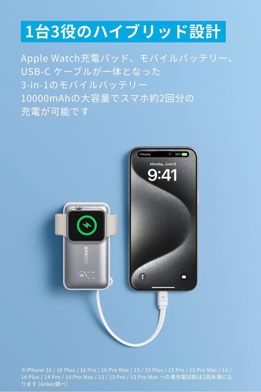 Anker MagGo Power Bank (10000mAh, 35W, For Apple Watch) ホワイト