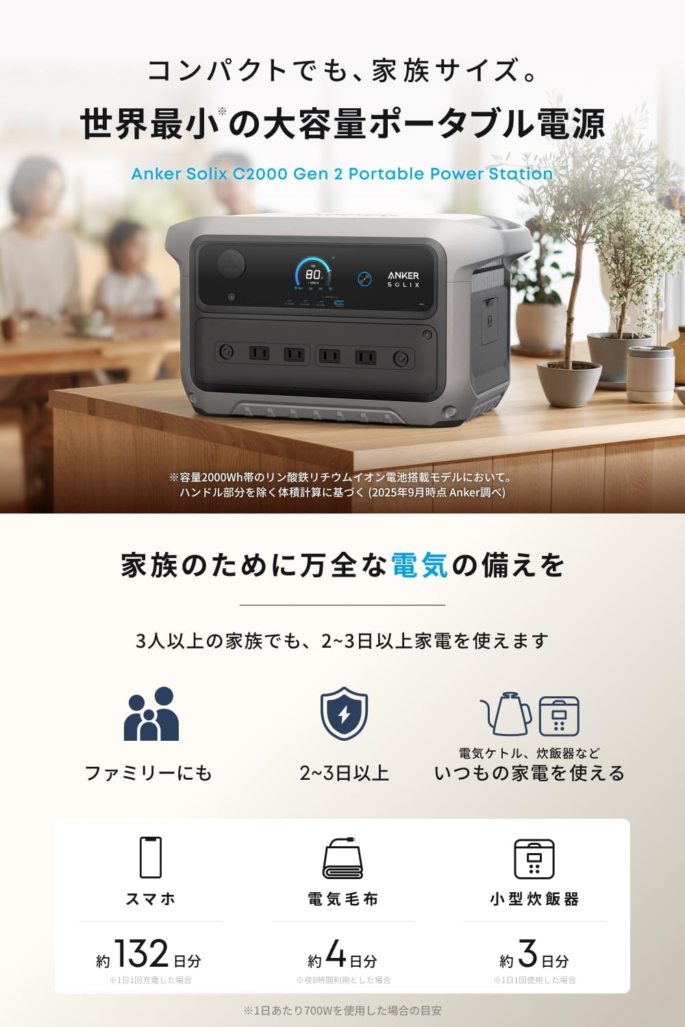 Anker Solix C2000 Gen 2 Portable Power Station ダークグレー