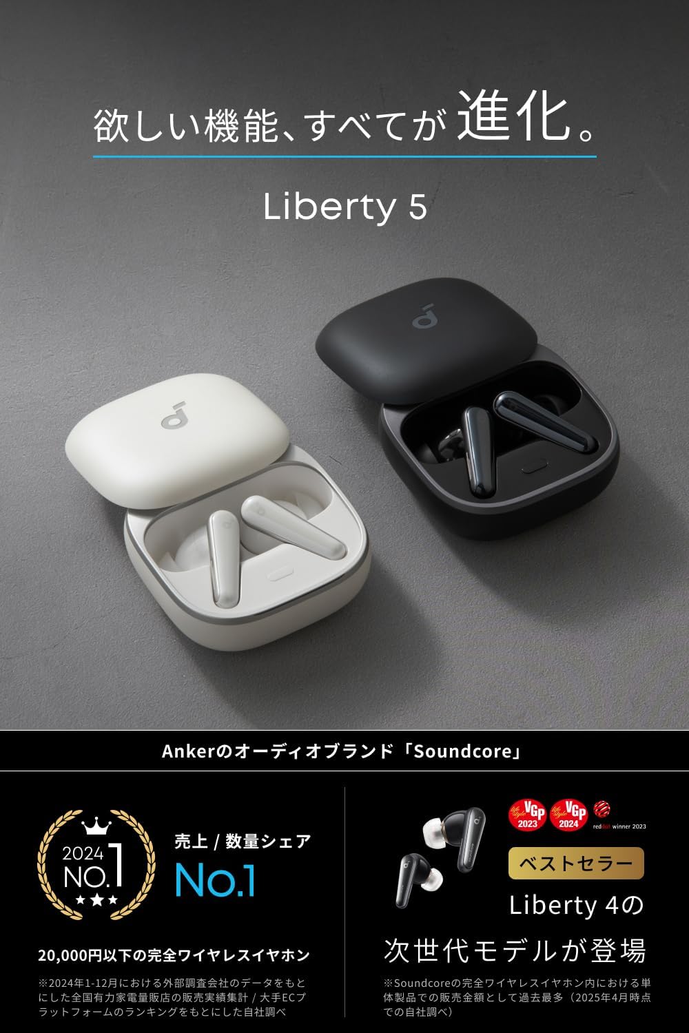 Soundcore Liberty 5 シャンパンゴールド