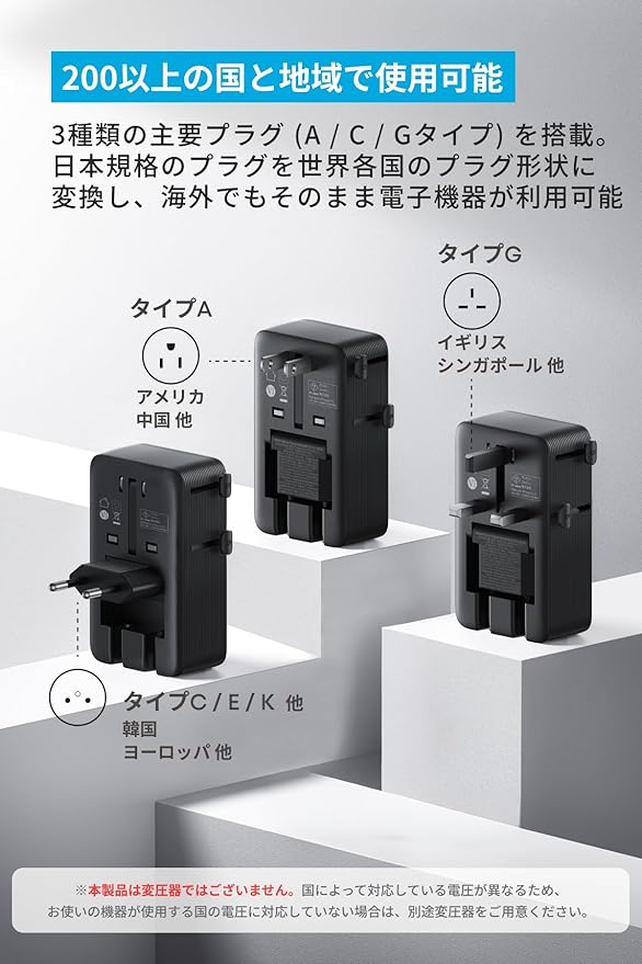 Anker Nano トラベルアダプタ (5-in-1, 20W) ブラック