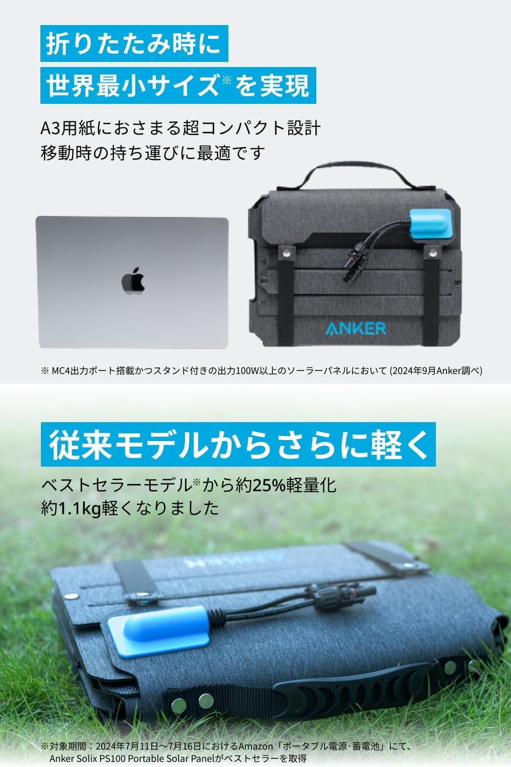 Anker Solix C1000 Portable Power Station (ダークグレー) with Anker Solix PS100 Compact Portable Solar Panel