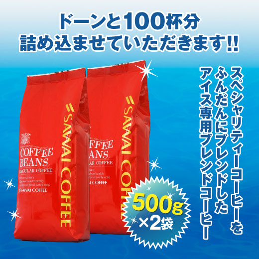 澤井珈琲 スッキリ香る珈琲 アイス専用のカリビアンアイスブレンド 500g×2袋 中細挽き