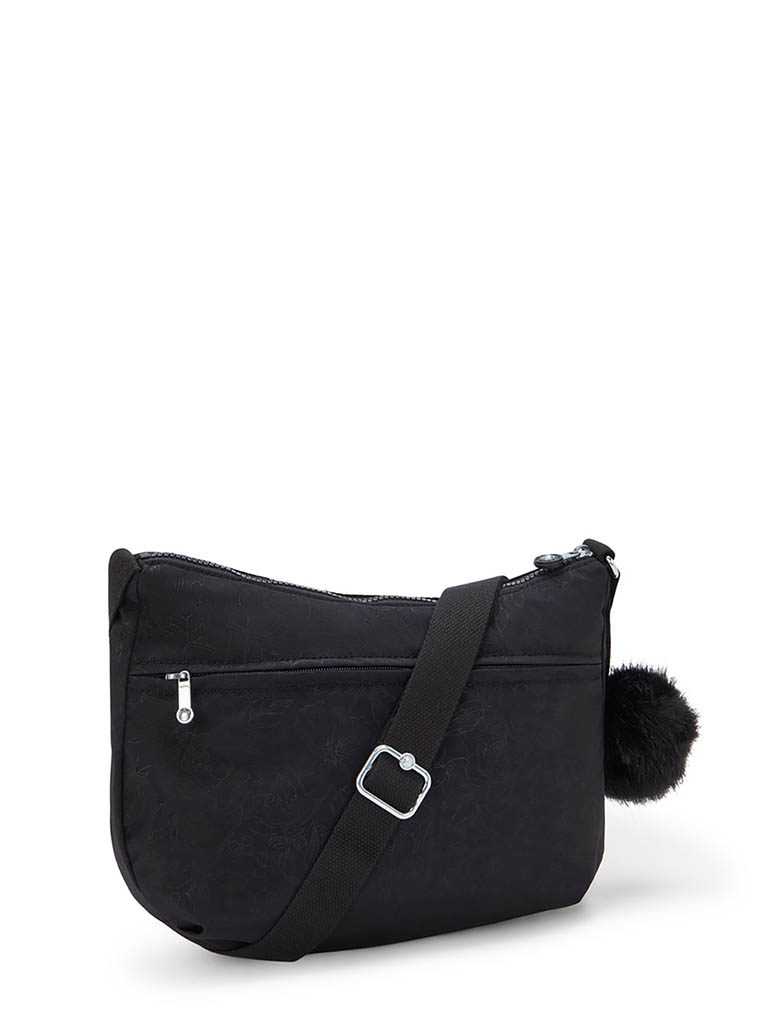 kipling イゼラー ブラックフローラルエンボス ショルダーバッグ