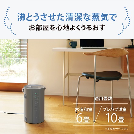 象印 スチーム式加湿器 木造和室 ～6畳 プレハブ洋室 ～10畳 グレー EE-DF35-HA