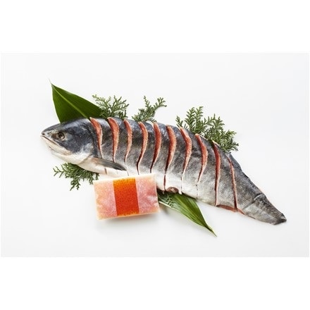 シンエイ 北海道産 新巻鮭＆いくら親子セット 新巻鮭姿切身700g×1、いくら醤油漬100g×1