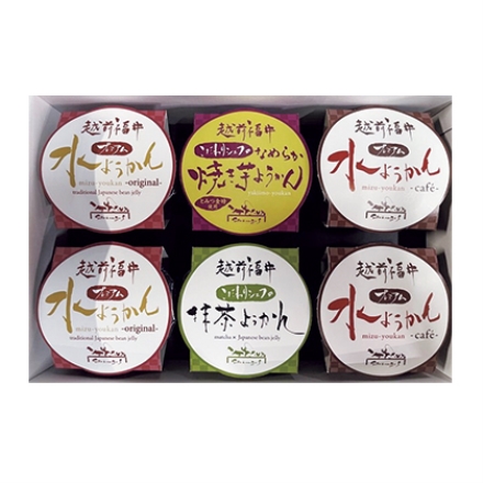 ようかん詰合せ 水ようかんオリジナル・水ようかんカフェ 各105ｇ×2、焼き芋ようかん・抹茶ようかん 各105ｇ