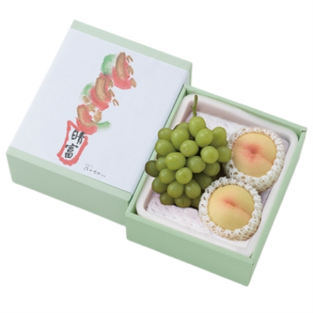 岡山産白桃とシャインマスカット〈晴王〉 白桃480g(2個)、シャインマスカット500g(1房)