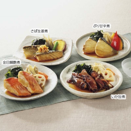 お中元のし付き 冷凍 ＜魚道楽 富惣＞レンジで簡単！骨とり煮魚上手 銀ひらす涼風煮・さば味噌煮 各2、くじら生姜煮・金目鯛艶煮・めぬけ照煮・ぶり甘辛煮・さば生姜煮・たら含め煮・ぶりみぞれ煮・いか旨煮 各1 御中元 夏ギフト ギフト 贈答