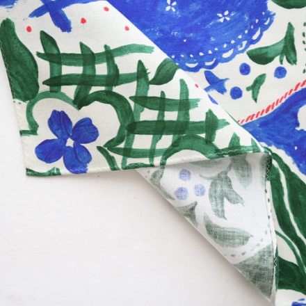 MANAMI SAKURAI Handkerchief 'Patchwork' (Blue)