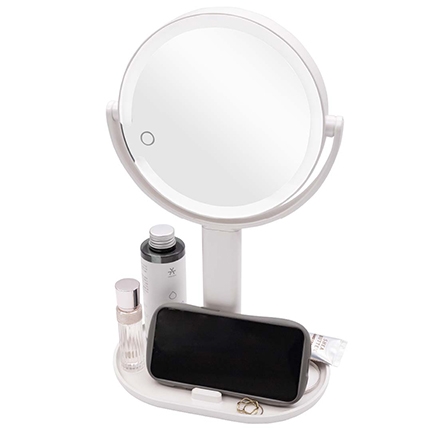 ＜VENUSiS＞ スマホスタンド付きLEDミラー VML-4200-5X　ホワイト（W）