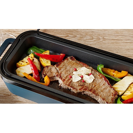 PRISMATE プリズメイト スリムホットプレート 3つのプレートと 楽しく使えるレシピブック付 ネイビー PR-SK035