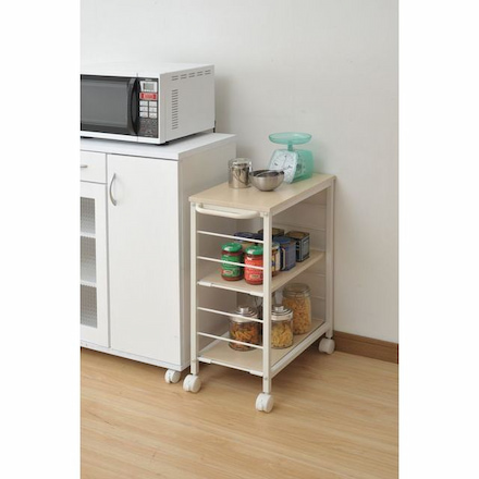 山善（YAMAZEN） 棚が動かせるキッチンワゴン