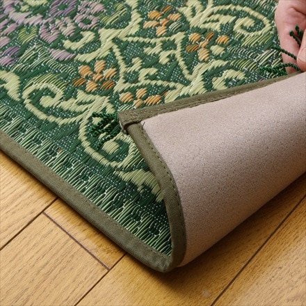 国産い草 袋織り玄関マット 上がり框 ビビアン 35×120cm グリーン