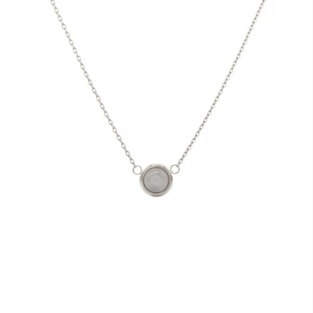 金属アレルギー対応 一粒天然石ネックレス シルバー/ムーンストーン