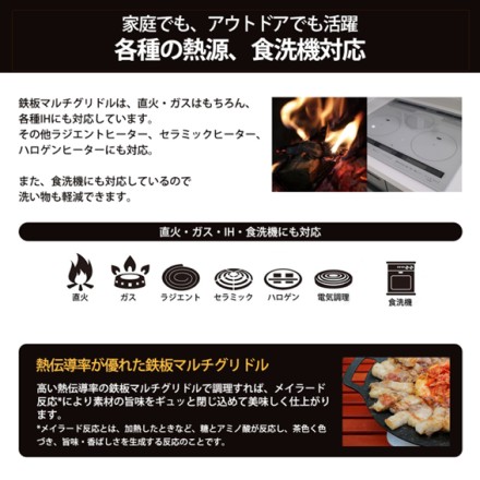 IH非対応 JHQ鉄板マルチグリドル19cm シリコンミトン 収納ケース付