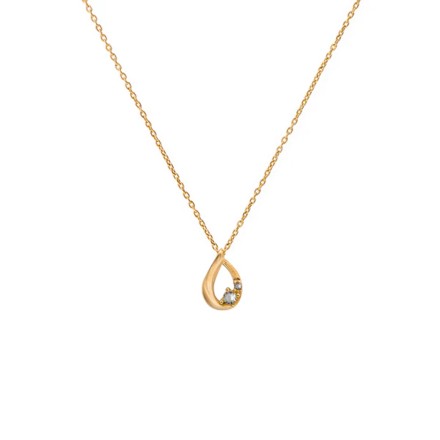 金属アレルギー対応 ドロップストーンネックレス ピンクゴールド