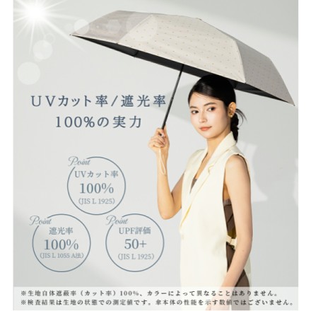丸プリント超軽量日傘 折りたたみ 晴雨兼用 ブラック