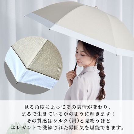 シルク風光沢 完全遮光日傘 シルキーラックス ホワイト