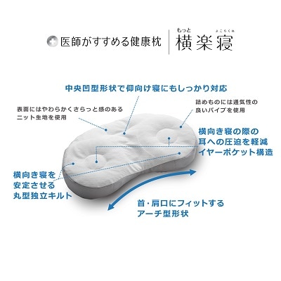 西川 医師がすすめる健康枕 もっと横楽寝（高め） 55×35cm