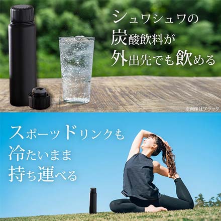 ククナ 水筒 炭酸兼用 真空断熱ステンレスボトル 500ml カーキグレー