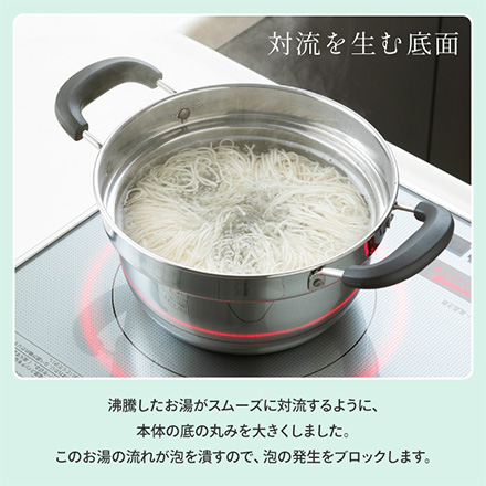 鍋 18cm IH対応 ふきこぼれにくい 片手鍋 ガラス蓋付き