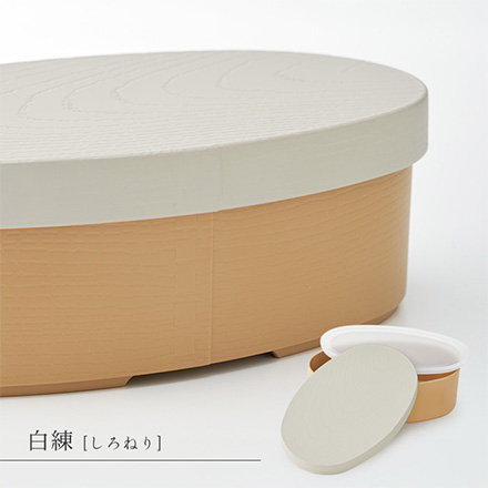曲げわっぱ風 弁当箱 小判型 白練
