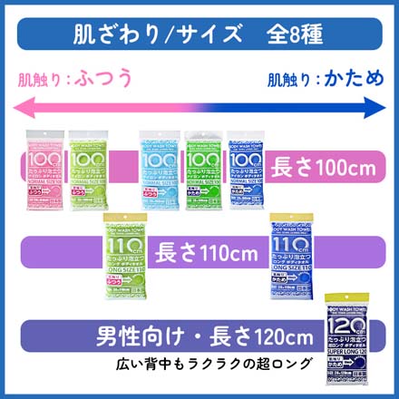 シャワロン ボディタオル 100cm ふつうピンク