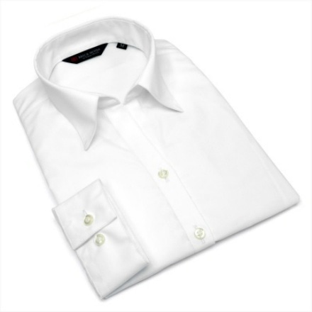 形態安定 ノーアイロン 長袖 ビジネスシャツ 白無地 ベーシック スキッパー衿 XS ※別衿型・他サイズあり