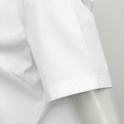 形態安定ノーアイロン 半袖ビジネスシャツ 白無地ベーシック レギュラー衿 XS ※他サイズあり