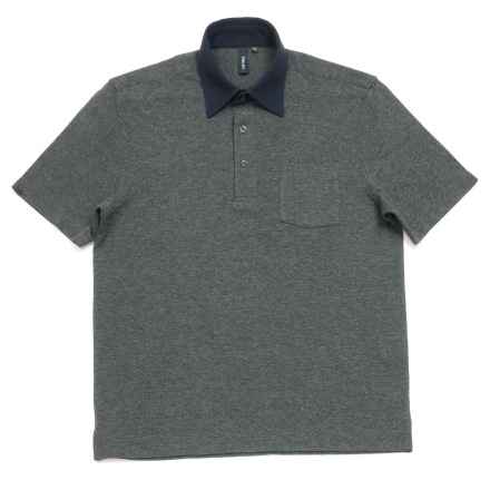 ビズポロ ワイドカラー 半袖ポロシャツ グレー杢 Lサイズ