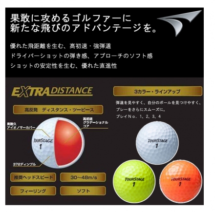 ブリヂストン ツアーステージ エクストラディスタンス ゴルフボール 1ダース/12球 オレンジ