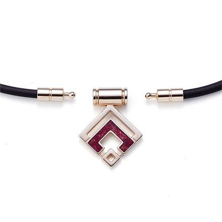 コラントッテ TAO スリム アラン ミニ 磁気 ネックレス シャンパンゴールド×ルビーレッドラメ(RD) ARAN mini ABARO02 L