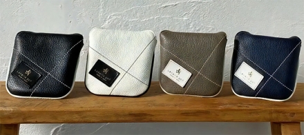 ラヘラ ゴルフ ランダムステッチ L-595 レザー ネオマレット型 パターカバー カフェオレ