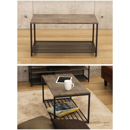 コーヒーテーブル 幅75cm バルネ 棚付き センターテーブル ローテーブル ソファテーブル シンプル スチール脚