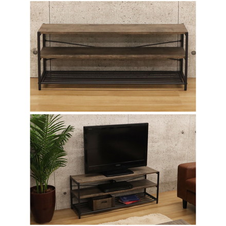 テレビ台 幅100cm バルネ 棚付き 2段 アイアン ブラウン ローボード テレビボード テレビラック