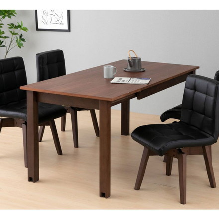 一生紀 ダイニングテーブル 伸長式 幅110~150 VOLAN 脚ごと簡単伸張 伸縮 ウォールナット ウレタン塗装