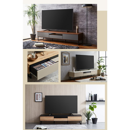 テレビ台 幅180 完成品 奥行き45 高さ41 ローボード セラミック 脚付きテレビ台 ブラウン/ダークグレー