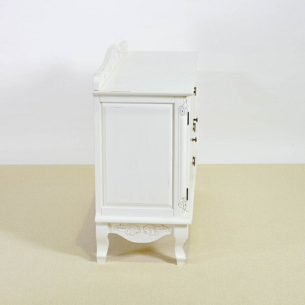 キャビネット 幅110cm マホガ二ー材 完成品 ホワイト 高級感 エレガント ホワイト ミニチェスト ローチェスト