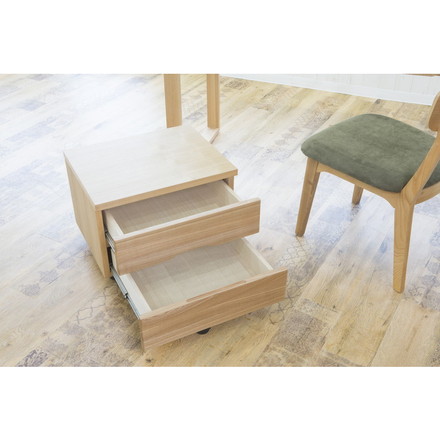 天然木 タモ 突板 プリンターワゴン 収納ワゴン 幅50 木目調 キャスター付き 2段 引き出し 木製 在宅勤務 テレワーク 勉強机