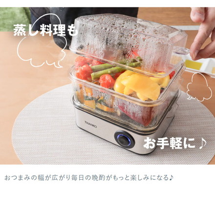 スチーマー 卓上スチーマー レンジ要らずで食べごろスチーマー 蒸し器 サンコー THANKO FSCAWSSBK