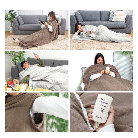 だら活毛布 電気毛布 腕だし電気毛布 着る毛布 着る電気毛布 ベージュ グレー ブランケット だらかつ毛布 電気ひざかけ グレー