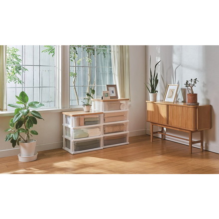 天馬 木製天板ストッカー組立式3段 550 メープル 衣類収納 収納ケース チェスト クローゼット収納 押し入れ収納